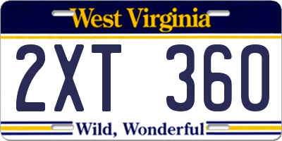 WV license plate 2XT360