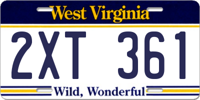 WV license plate 2XT361