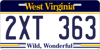 WV license plate 2XT363