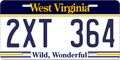 WV license plate 2XT364