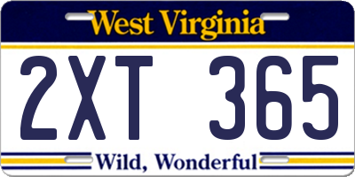 WV license plate 2XT365