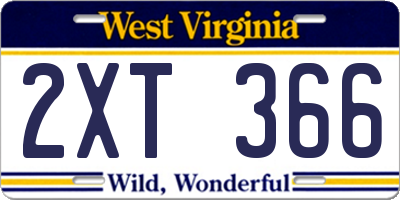 WV license plate 2XT366
