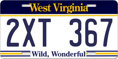 WV license plate 2XT367