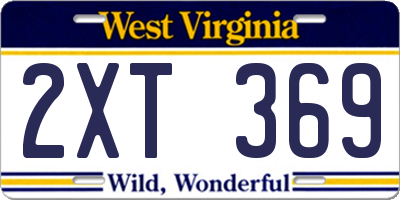 WV license plate 2XT369