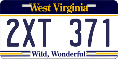 WV license plate 2XT371