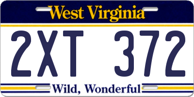 WV license plate 2XT372
