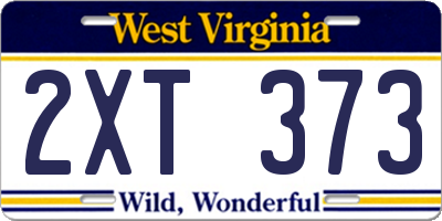 WV license plate 2XT373