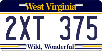 WV license plate 2XT375