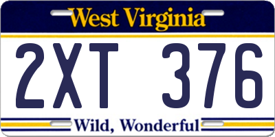 WV license plate 2XT376