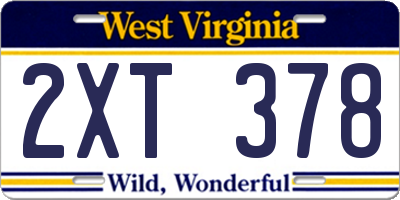 WV license plate 2XT378