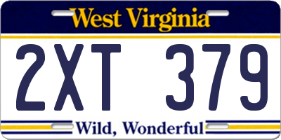 WV license plate 2XT379