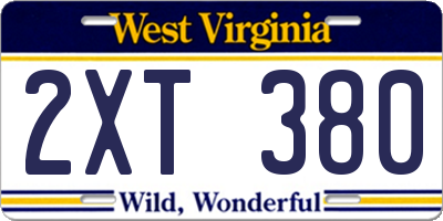 WV license plate 2XT380