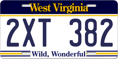 WV license plate 2XT382