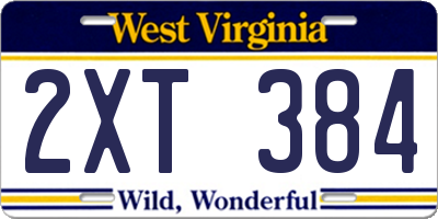 WV license plate 2XT384
