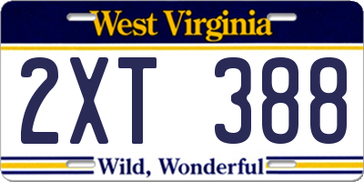WV license plate 2XT388