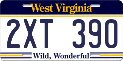 WV license plate 2XT390