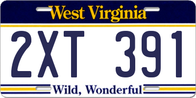 WV license plate 2XT391