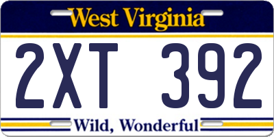 WV license plate 2XT392