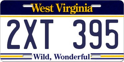 WV license plate 2XT395