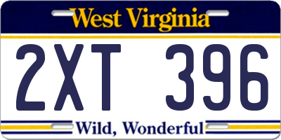 WV license plate 2XT396