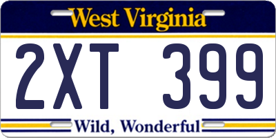 WV license plate 2XT399
