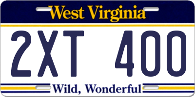 WV license plate 2XT400