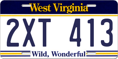 WV license plate 2XT413