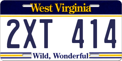 WV license plate 2XT414