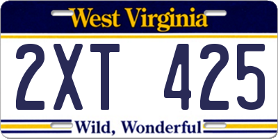 WV license plate 2XT425