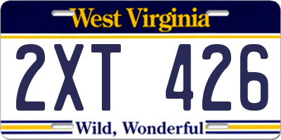 WV license plate 2XT426