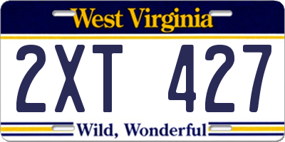 WV license plate 2XT427