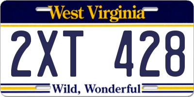 WV license plate 2XT428
