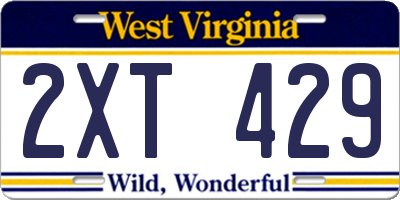 WV license plate 2XT429