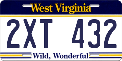 WV license plate 2XT432
