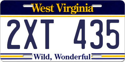 WV license plate 2XT435