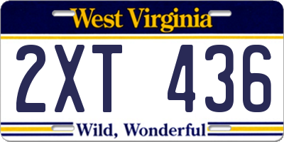 WV license plate 2XT436