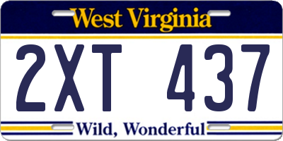 WV license plate 2XT437