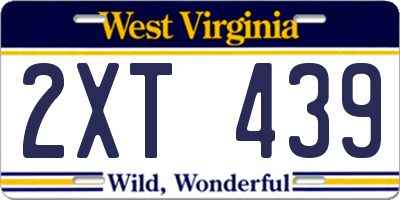 WV license plate 2XT439