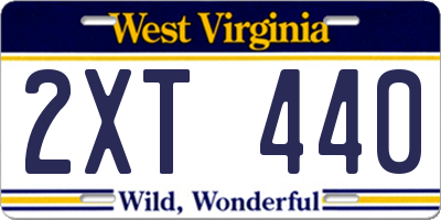 WV license plate 2XT440