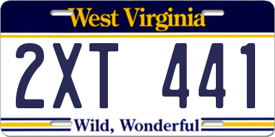 WV license plate 2XT441