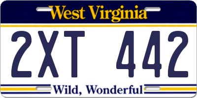 WV license plate 2XT442