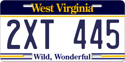 WV license plate 2XT445