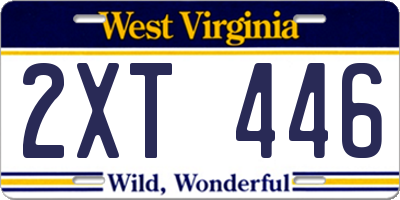 WV license plate 2XT446