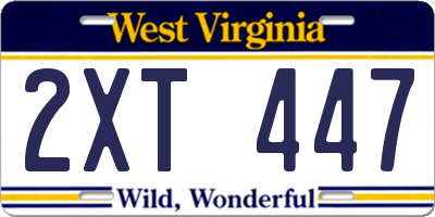 WV license plate 2XT447