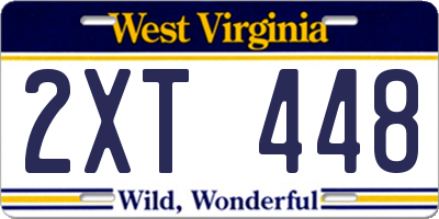 WV license plate 2XT448