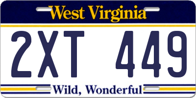 WV license plate 2XT449