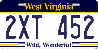 WV license plate 2XT452