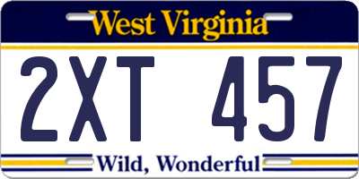 WV license plate 2XT457