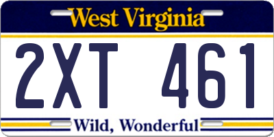 WV license plate 2XT461