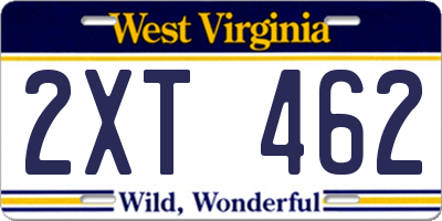 WV license plate 2XT462